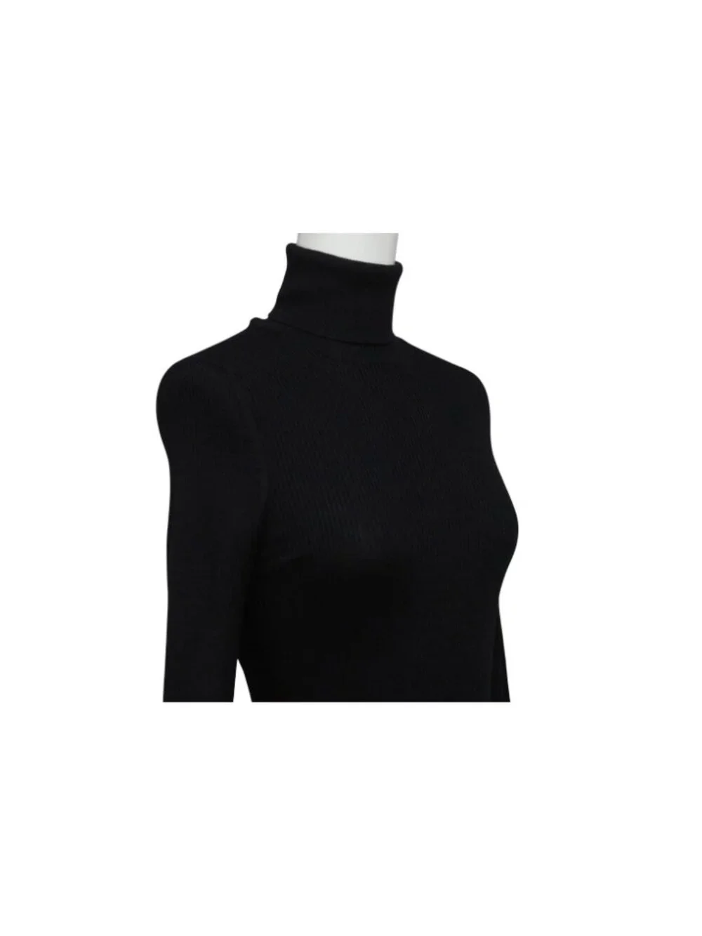 Louis Vuitton Long Sleeve Knit Sweater Wool Silk Black Logo XS